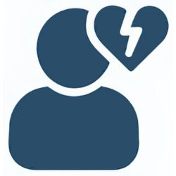 Icon Person mit Herzschmerz – Symbol für Verhaltenspsychologie und Abbau emotionaler Blockaden